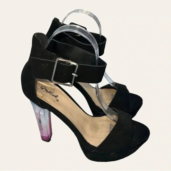 Qupid PLATFORM HEELS OMBRE COLORS HEELS BLACK VELVET SIZE 8 ANKLE STRAP‎ - Picture 4 of 10